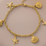 Stainless Steel Gold-Plated Charm Bracelet